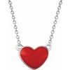 Sterling Silver Red Enamel Heart 16 18 inch Necklace Ref. 13250008