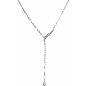 14K White 1/10 CTW Natural Diamond 16-18" Y Necklace