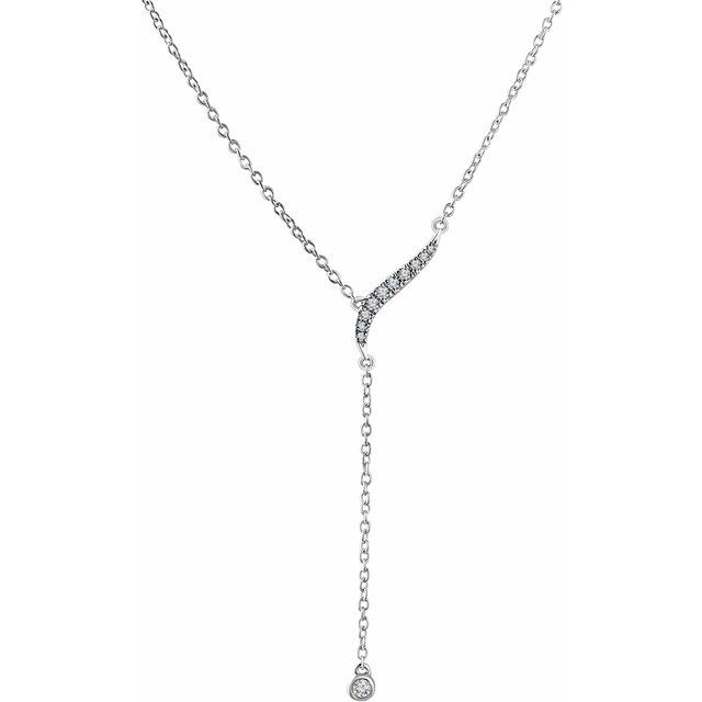 14K White 1/10 CTW Diamond Y 16-18" Necklace 
