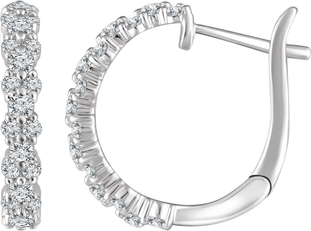 14K White 5/8 CTW Natural Diamond Hoop Earrings  