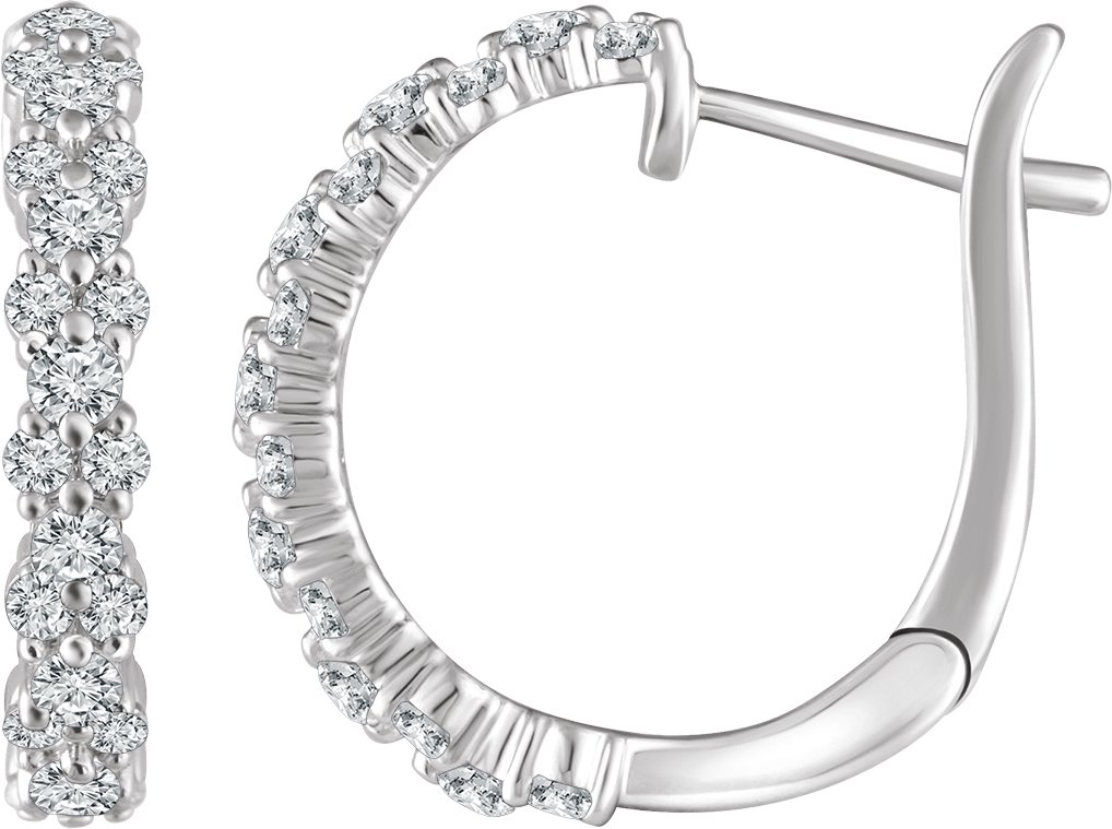 14K White 5/8 CTW Diamond Hoop Earrings  