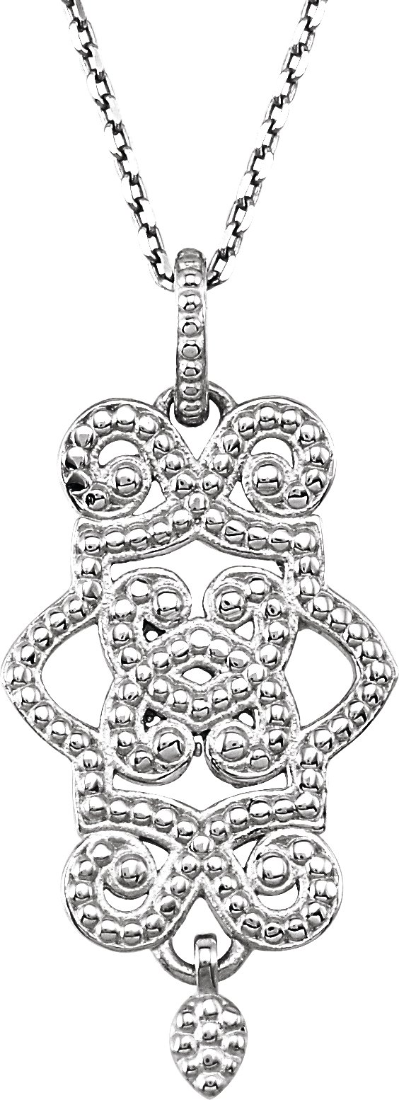 14K White Granulated Design 18 inch Necklace Ref. 3408467