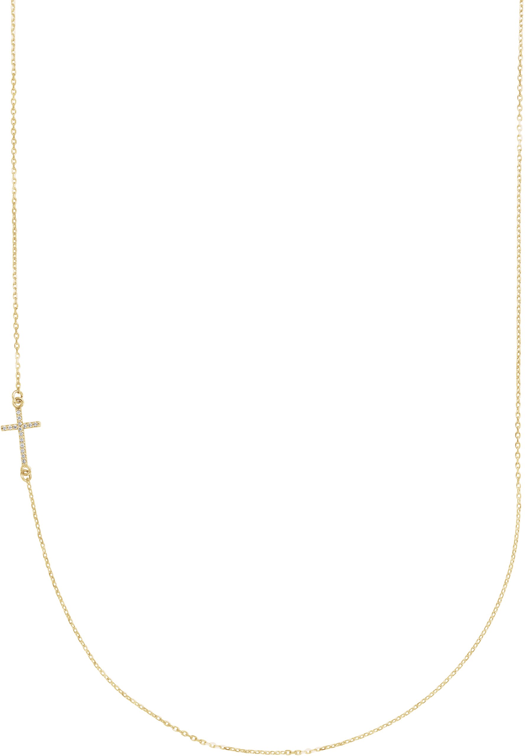 14K Yellow .04 CTW Diamond Off Center Sideways Cross 16 inch Necklace Ref. 13201848