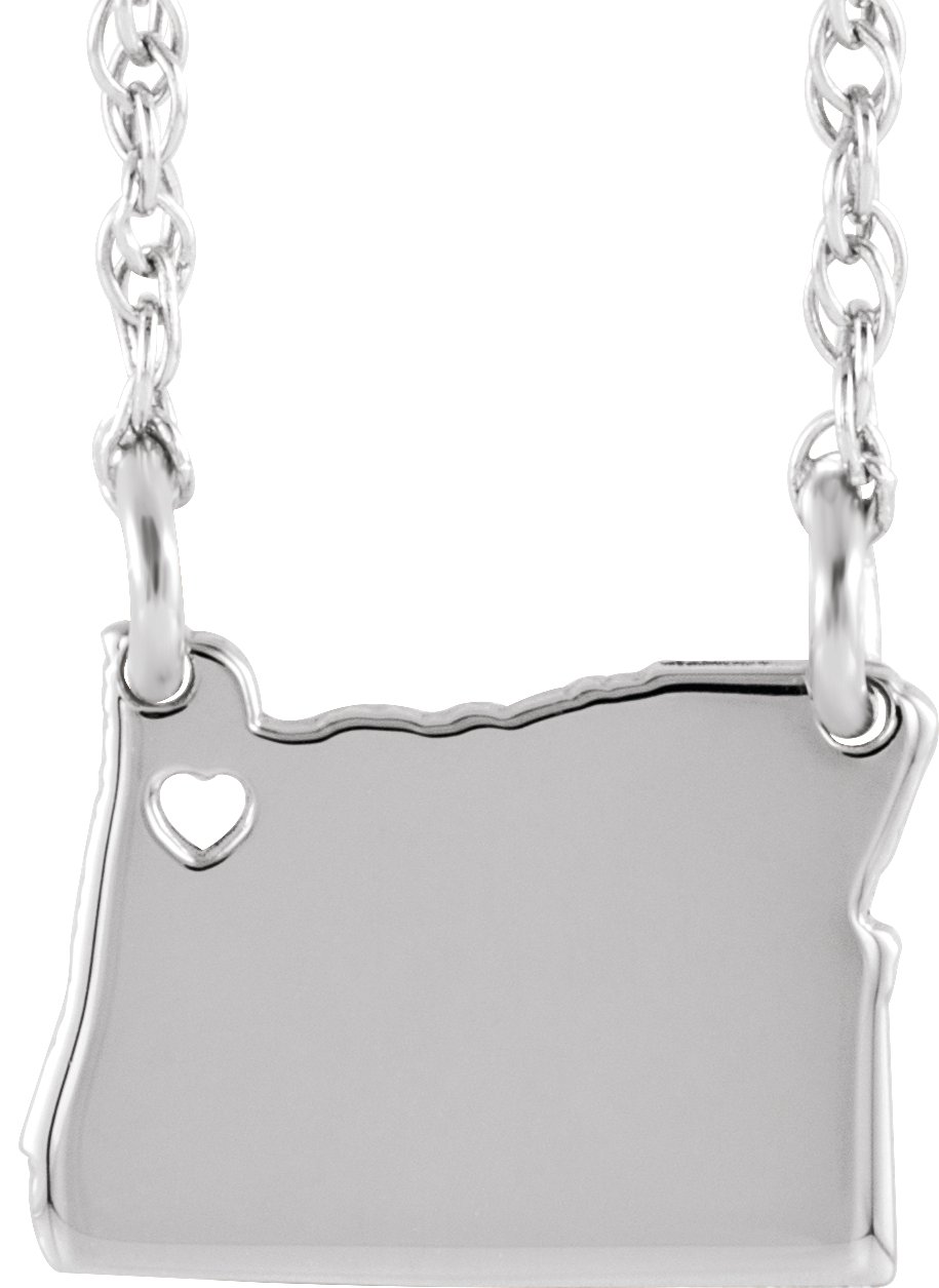 Engravable State with Heart-Pierced City Necklace