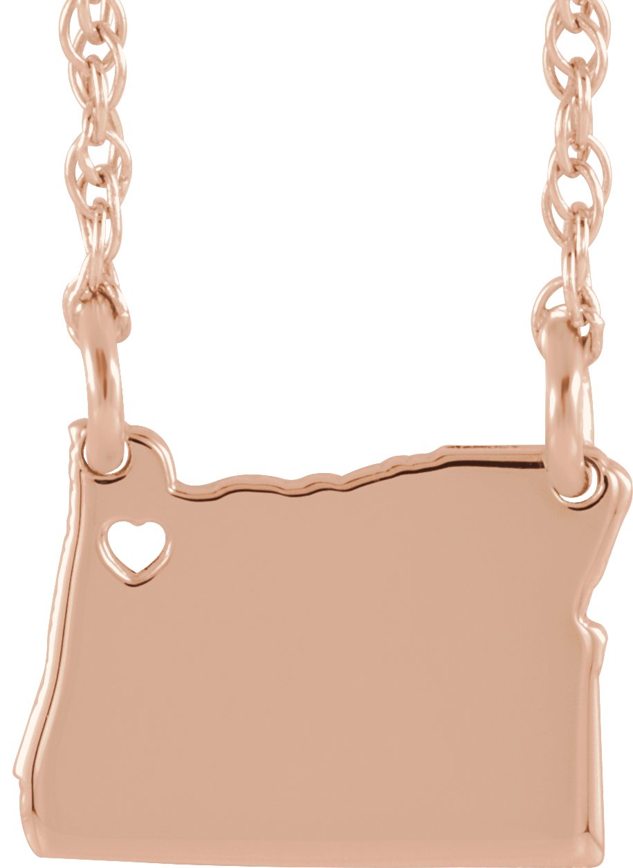 Engravable State with Heart-Pierced City Necklace