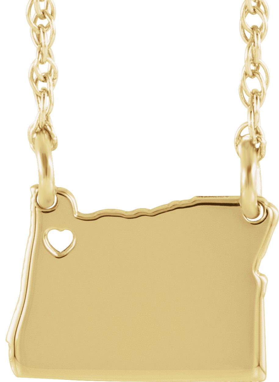 Engravable State with Heart-Pierced City Necklace