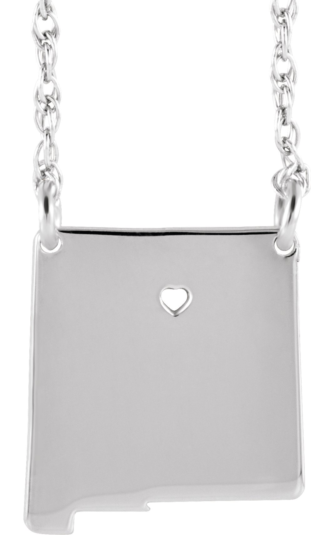 Engravable State with Heart-Pierced City Necklace
