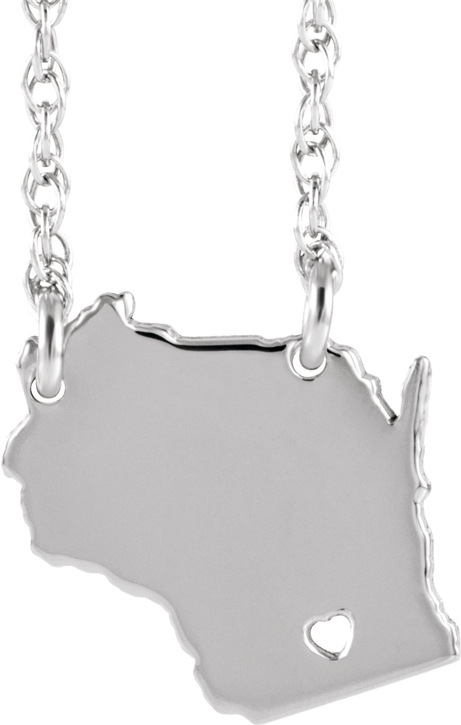 Engravable State with Heart-Pierced City Necklace