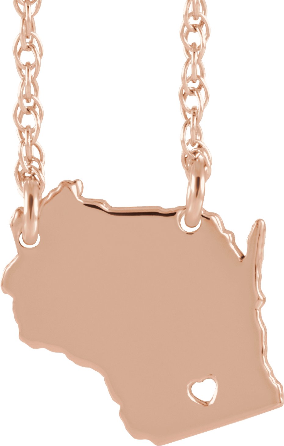 Engravable State with Heart-Pierced City Necklace