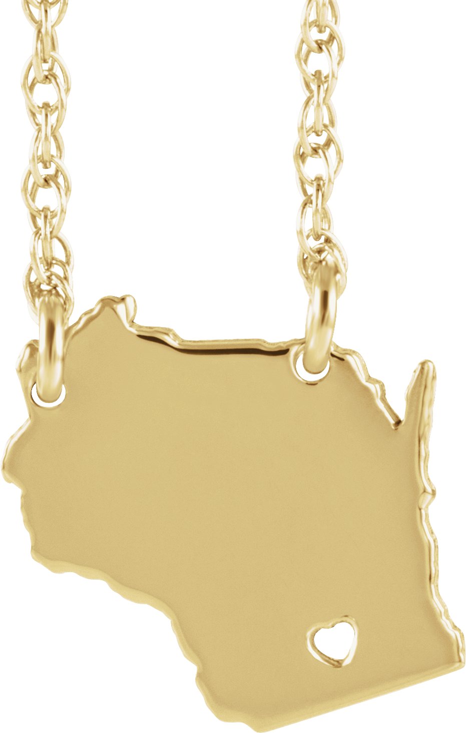 Engravable State with Heart-Pierced City Necklace