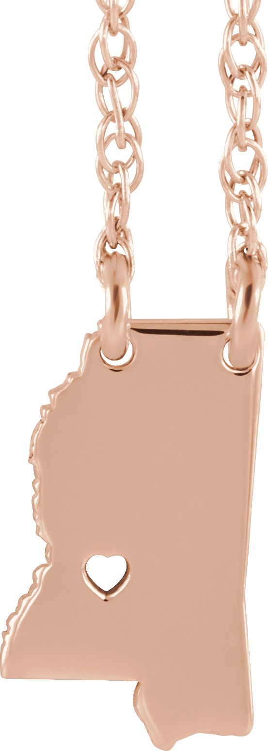 Engravable State with Heart-Pierced City Necklace