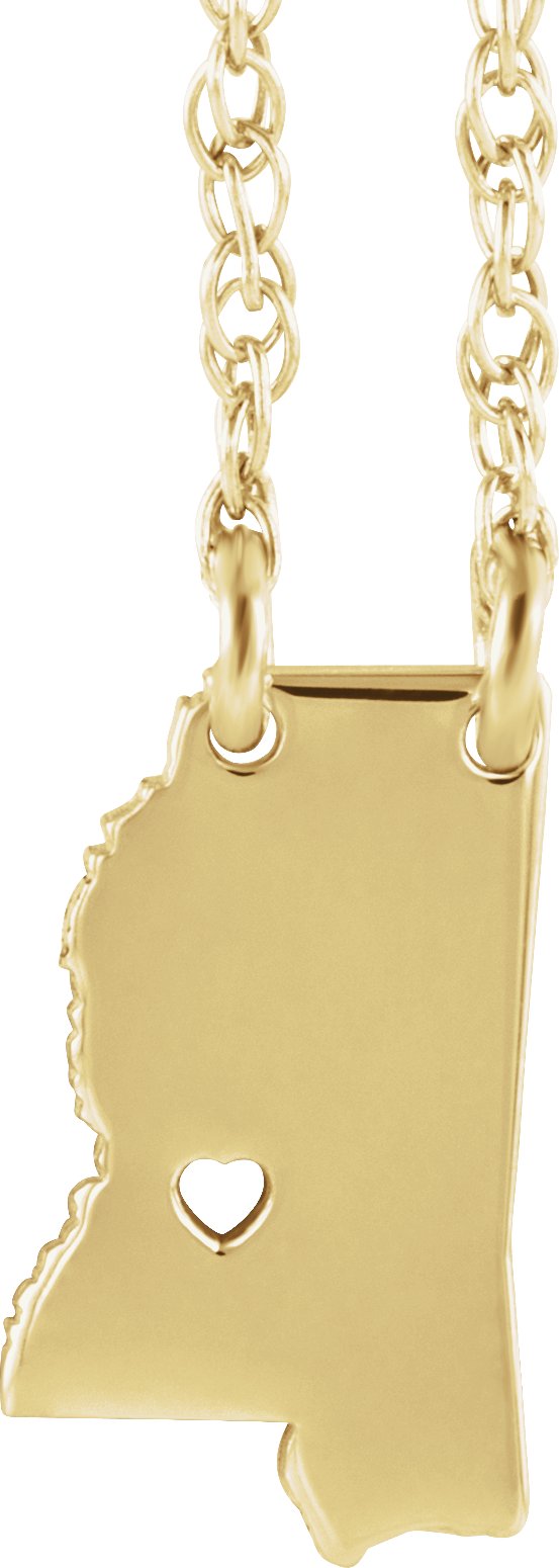 Engravable State with Heart-Pierced City Necklace