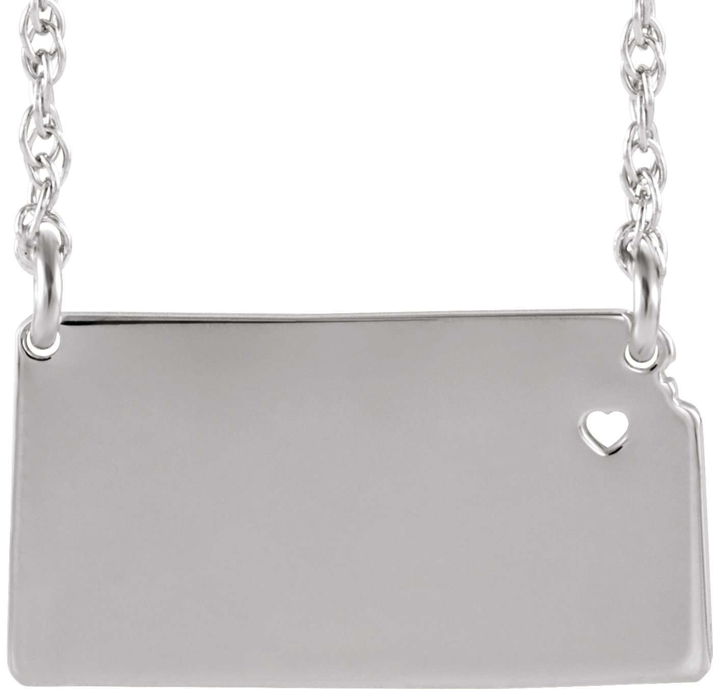 Engravable State with Heart-Pierced City Necklace