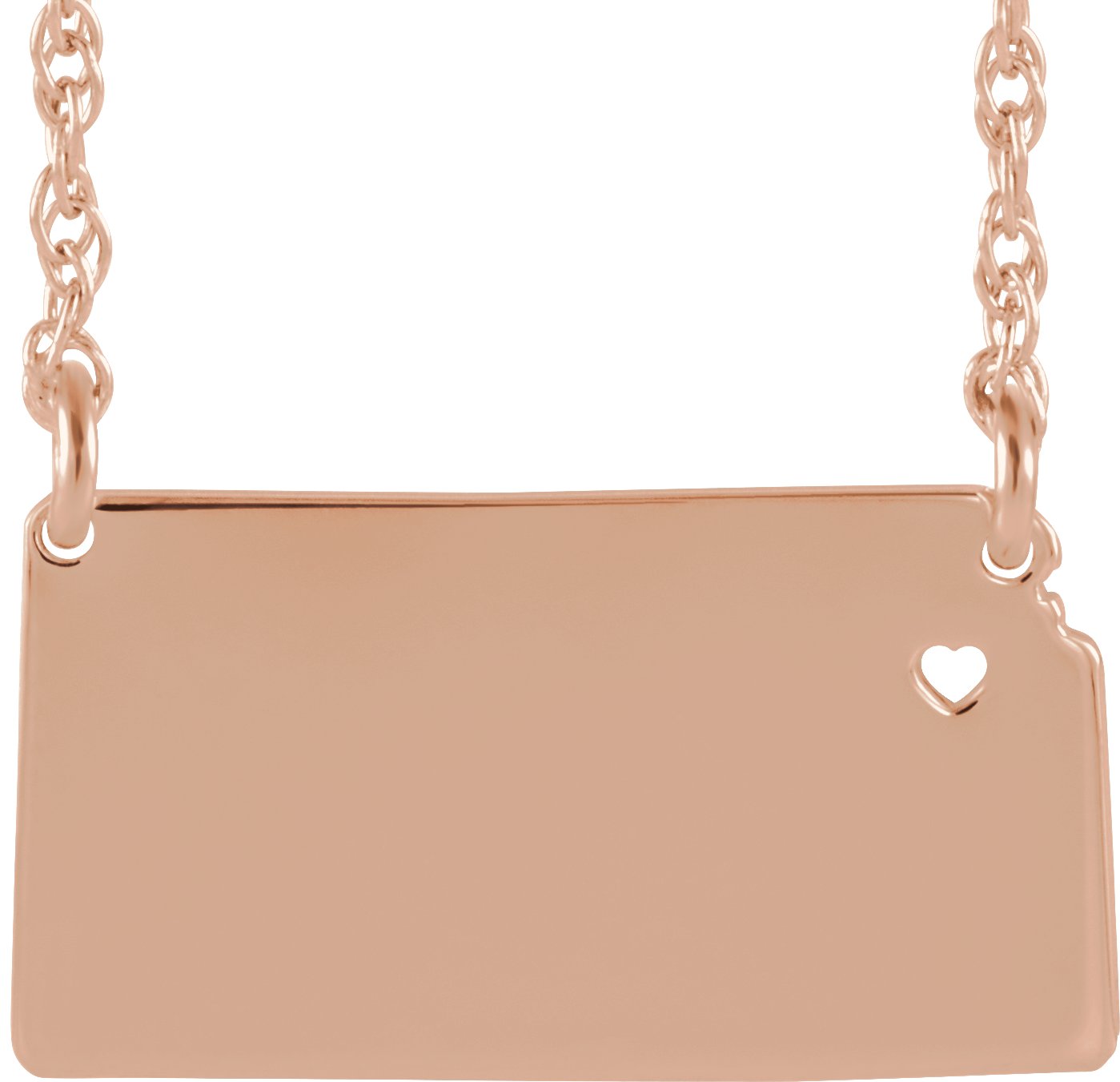Engravable State with Heart-Pierced City Necklace