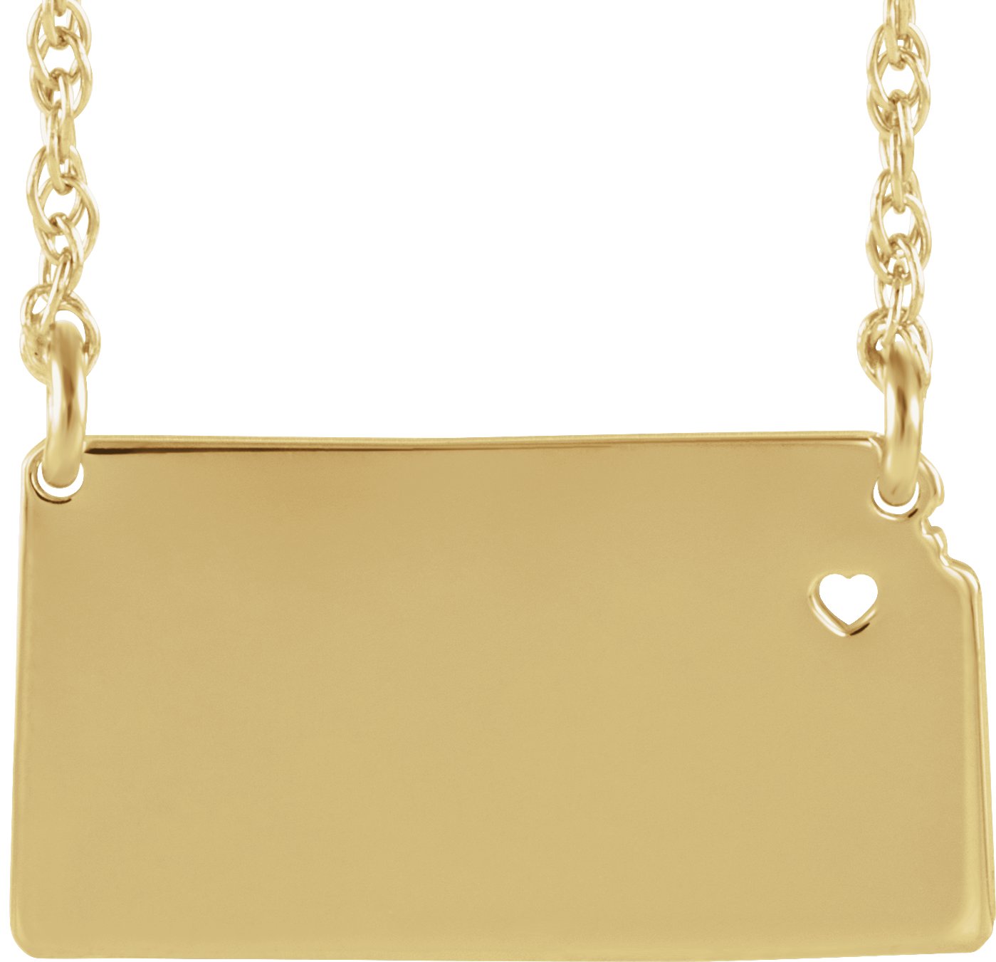 Engravable State with Heart-Pierced City Necklace