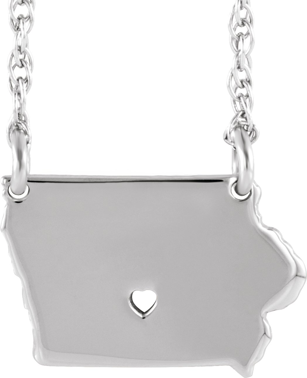 Engravable State with Heart-Pierced City Necklace