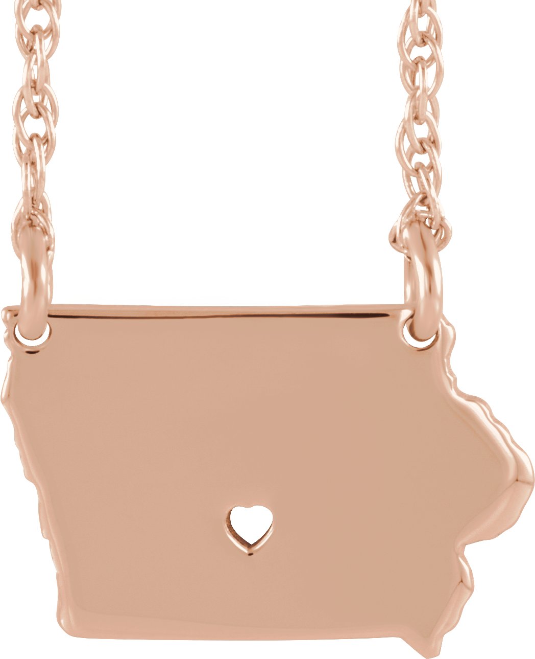 Engravable State with Heart-Pierced City Necklace