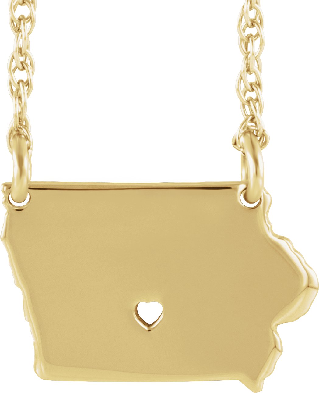 Engravable State with Heart-Pierced City Necklace