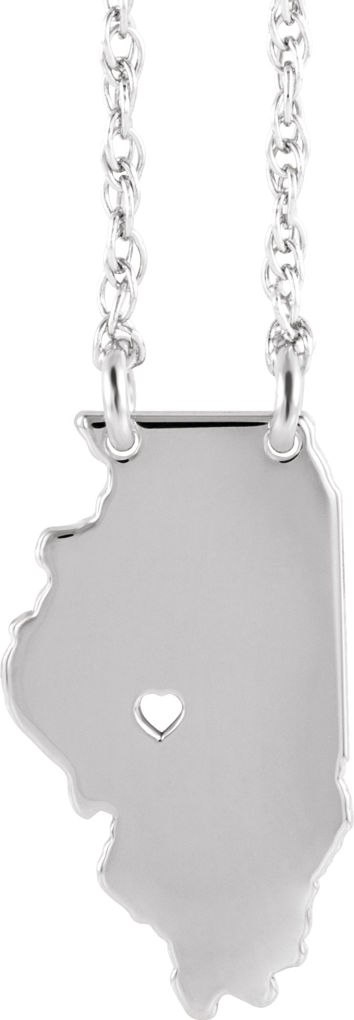 Engravable State with Heart-Pierced City Necklace