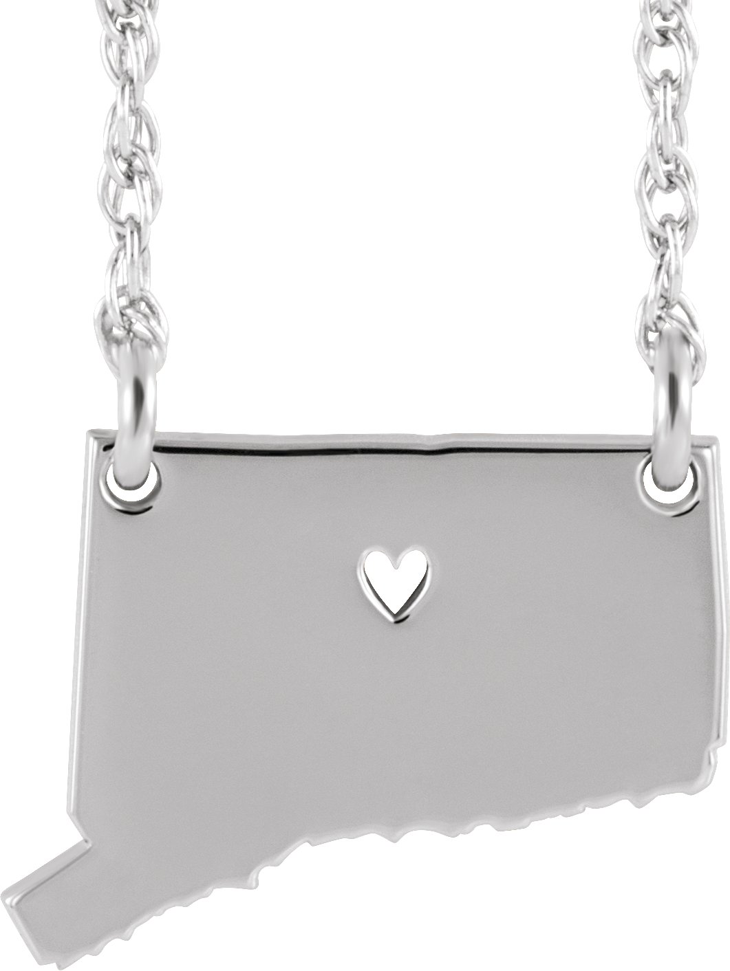 Engravable State with Heart-Pierced City Necklace