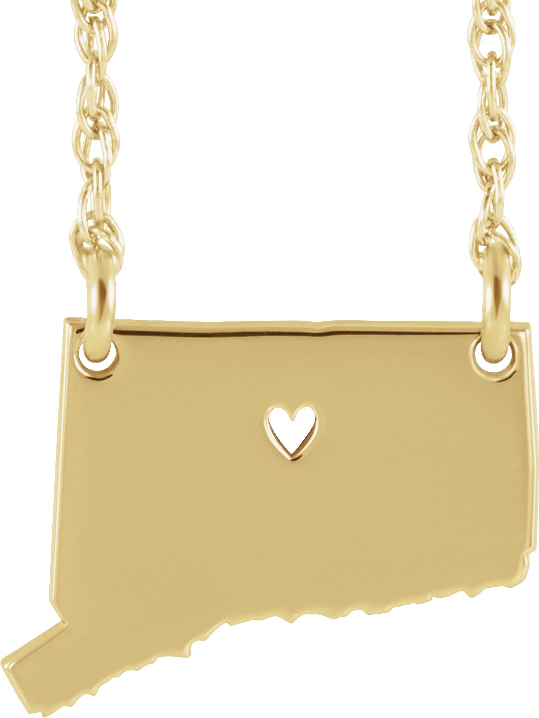 Engravable State with Heart-Pierced City Necklace