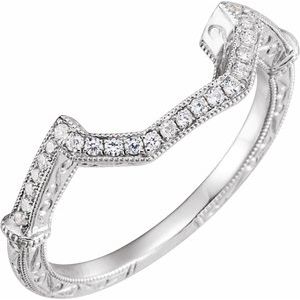 14K White 1/6 CTW Natural Diamond Band for 6x4 mm Oval Ring