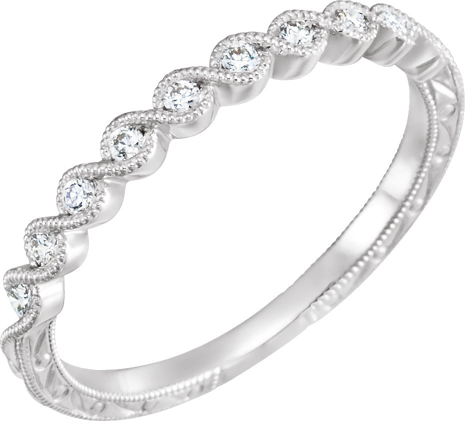 14K White 1/8 CTW Natural Diamond Anniversary Band Size 6.5