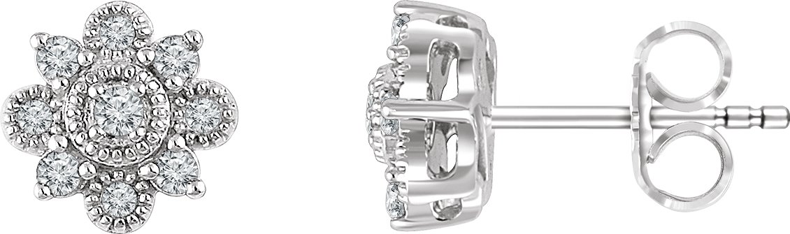14K White 1/5 CTW Natural Diamond Vintage-Inspired Earrings