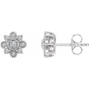 14K White 1/5 CTW Natural Diamond Vintage-Inspired Earrings