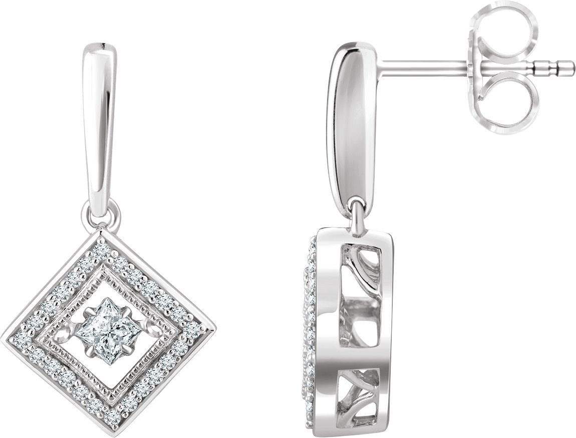 Sterling Silver 1/2 CTW Diamond Geometric Earrings  