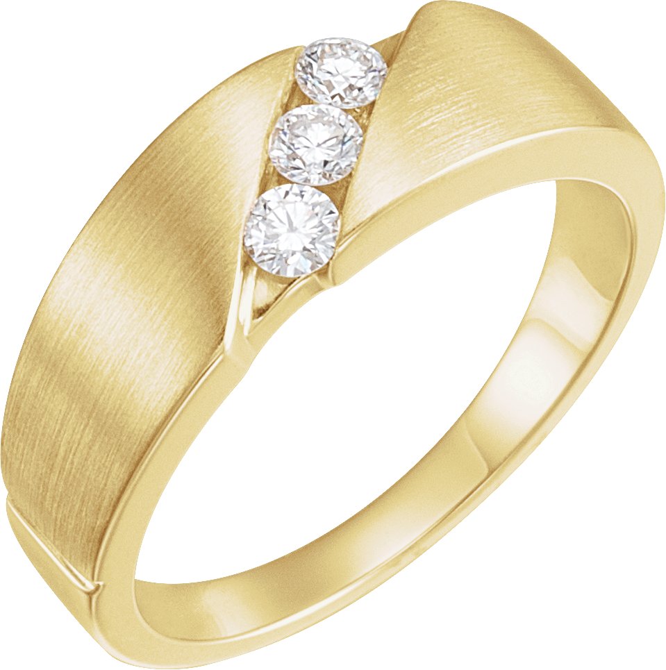 14K Yellow .20 CTW Diamond 3 Stone Band Size 6 Ref 64398