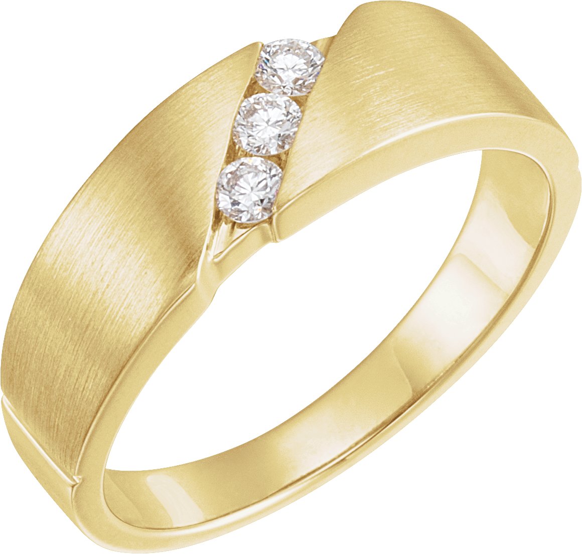 14K Yellow .20 CTW Diamond 3 Stone Band Size 11 Ref 24431