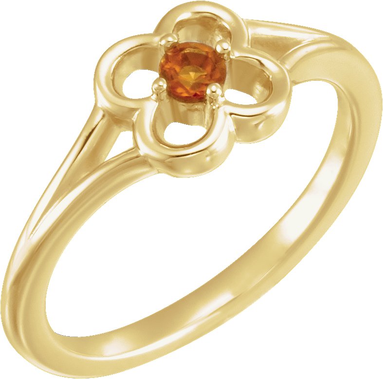 14K Yellow Citrine Flower Youth Ring