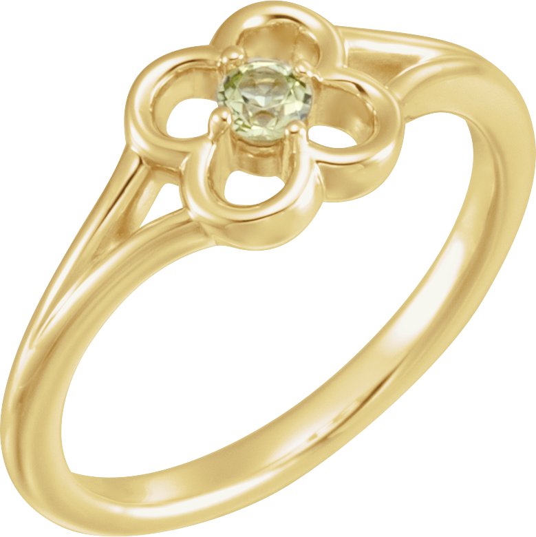 14K Yellow Peridot Flower Youth Ring