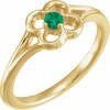 14K Yellow Emerald Flower Youth Ring