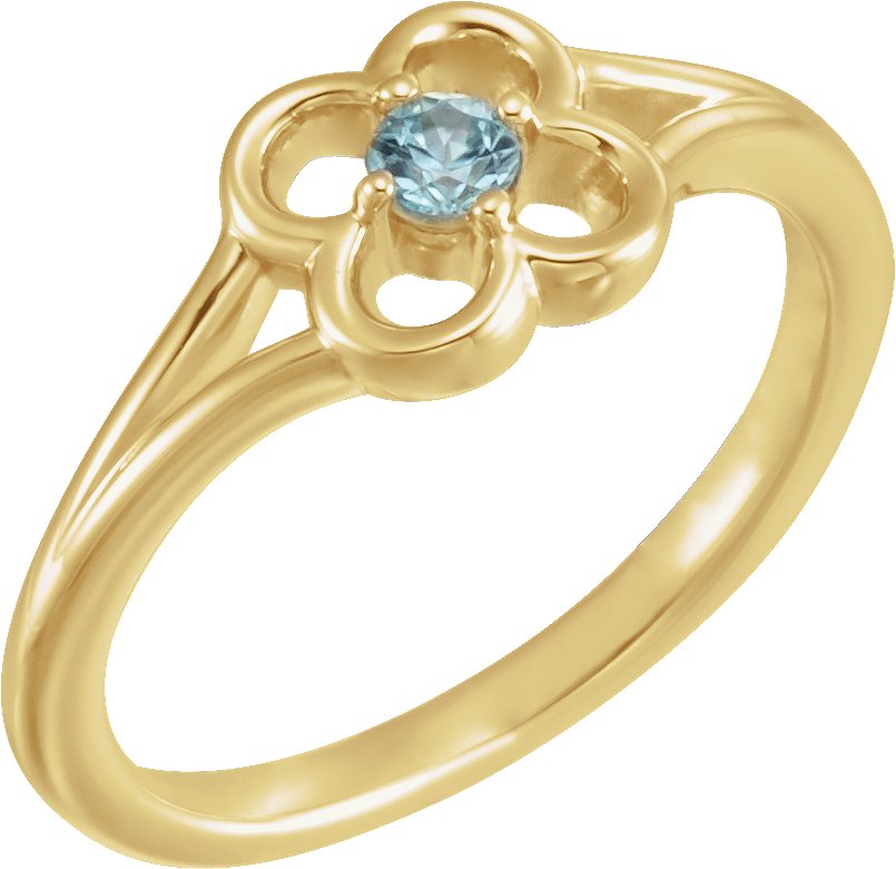 14K Yellow Blue Sapphire Flower Youth Ring