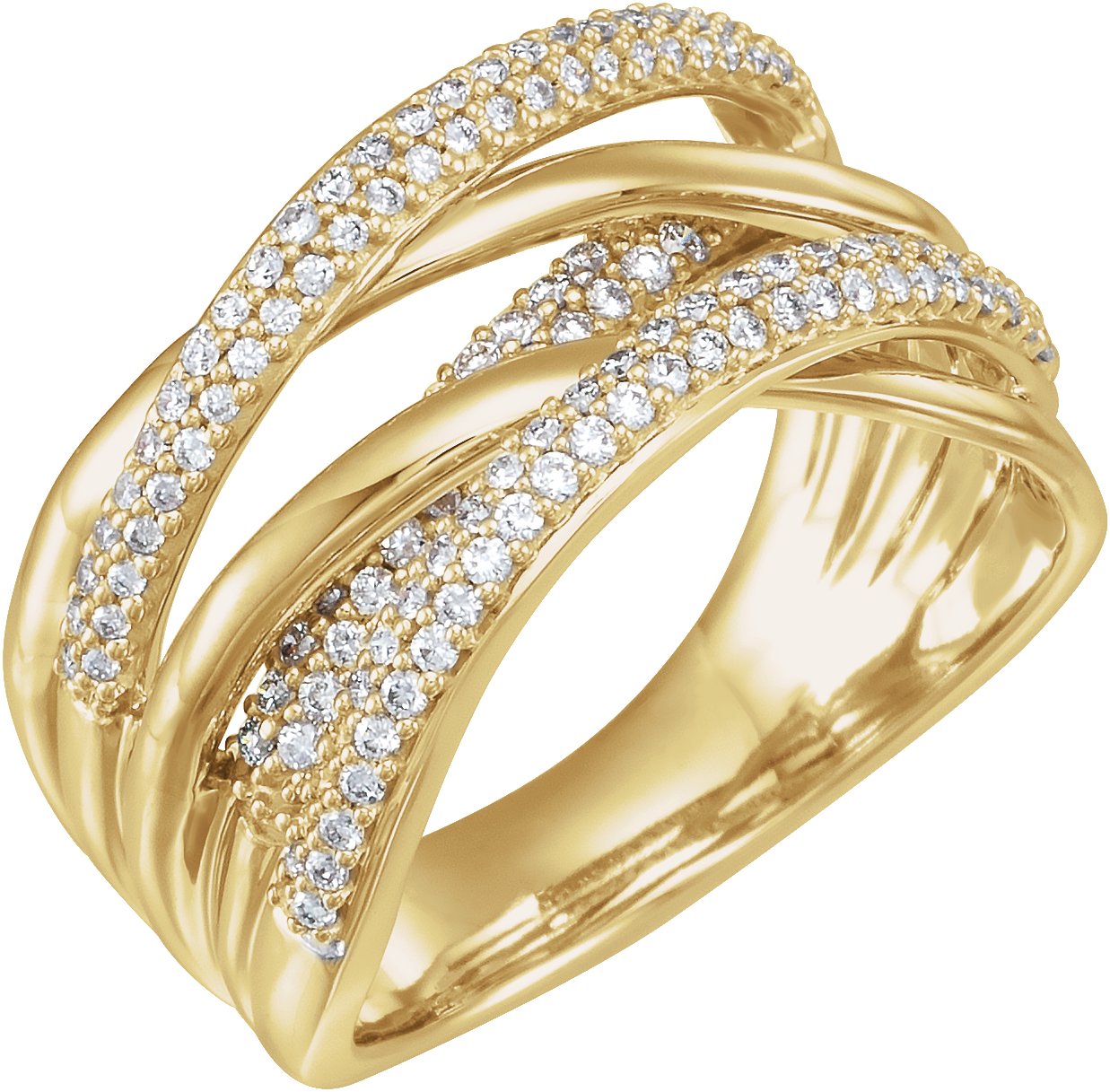 14K Yellow 1/2 CTW Diamond Criss-Cross Ring