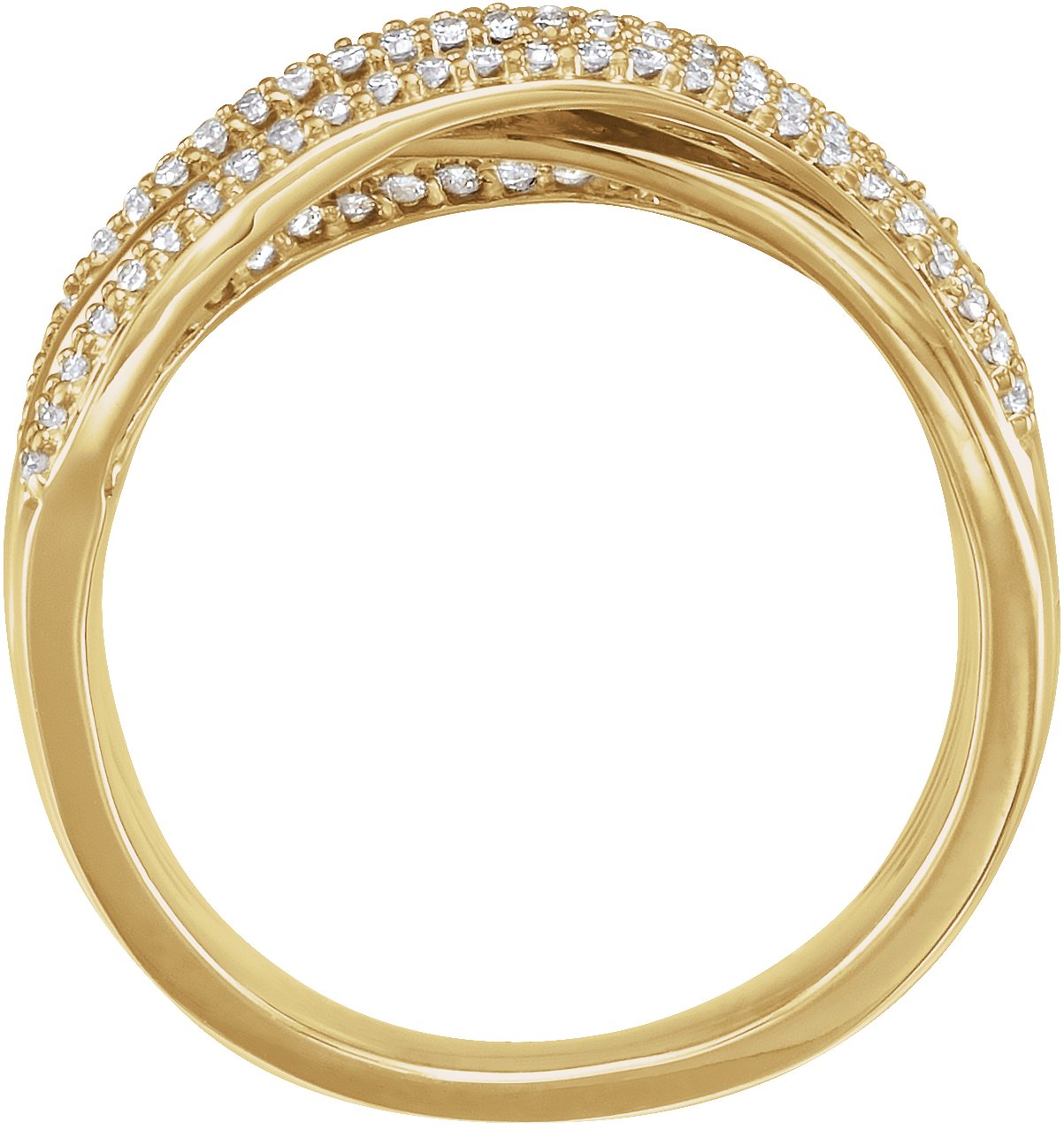 14K Yellow 1/2 CTW Diamond Criss-Cross Ring