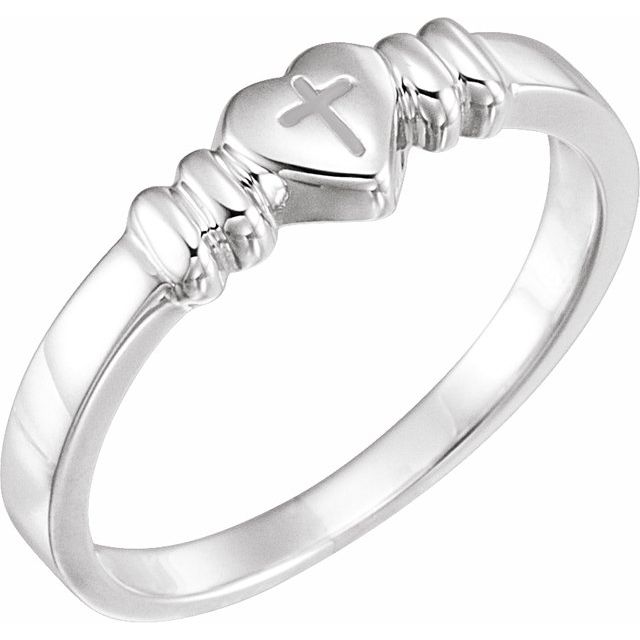 Sterling Silver Heart & Cross Chastity Ring Size 6