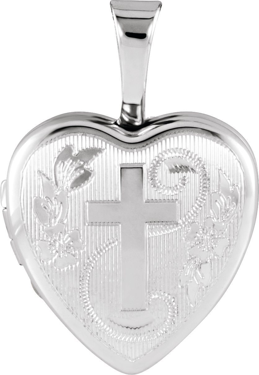 Sterling Silver Heart Locket with Cross Ref. 3899598