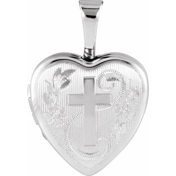 Sterling Silver Heart Locket with Cross Ref. 3899620
