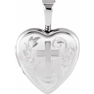 Sterling Silver Heart Locket with Cross