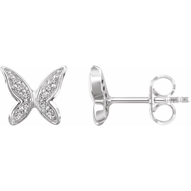 14K White .07 CTW Diamond Butterfly Earrings 