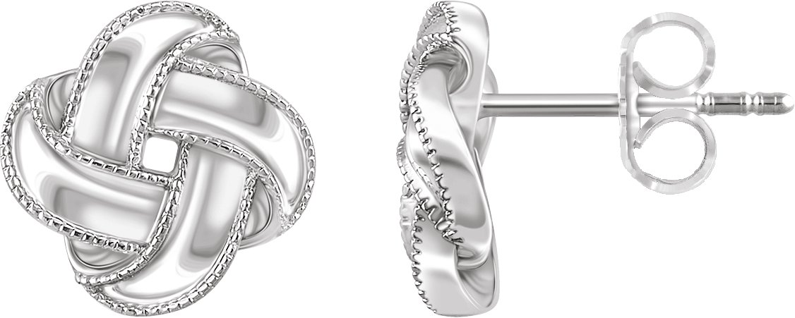 14K White Knot Earrings