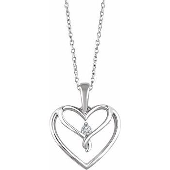 Sterling Silver .05 CT Diamond Heart 18 inch Necklace Ref. 13379886