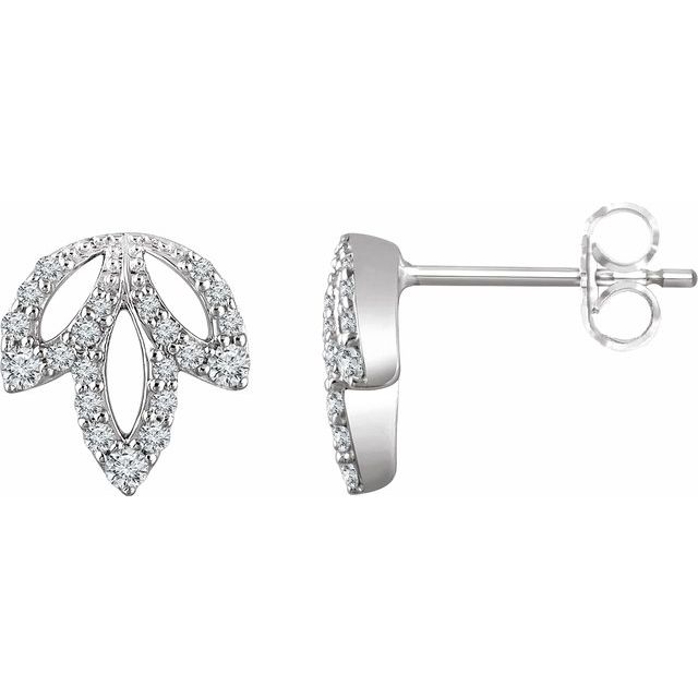 14K White 1/4 CTW Diamond Leaf Earrings 