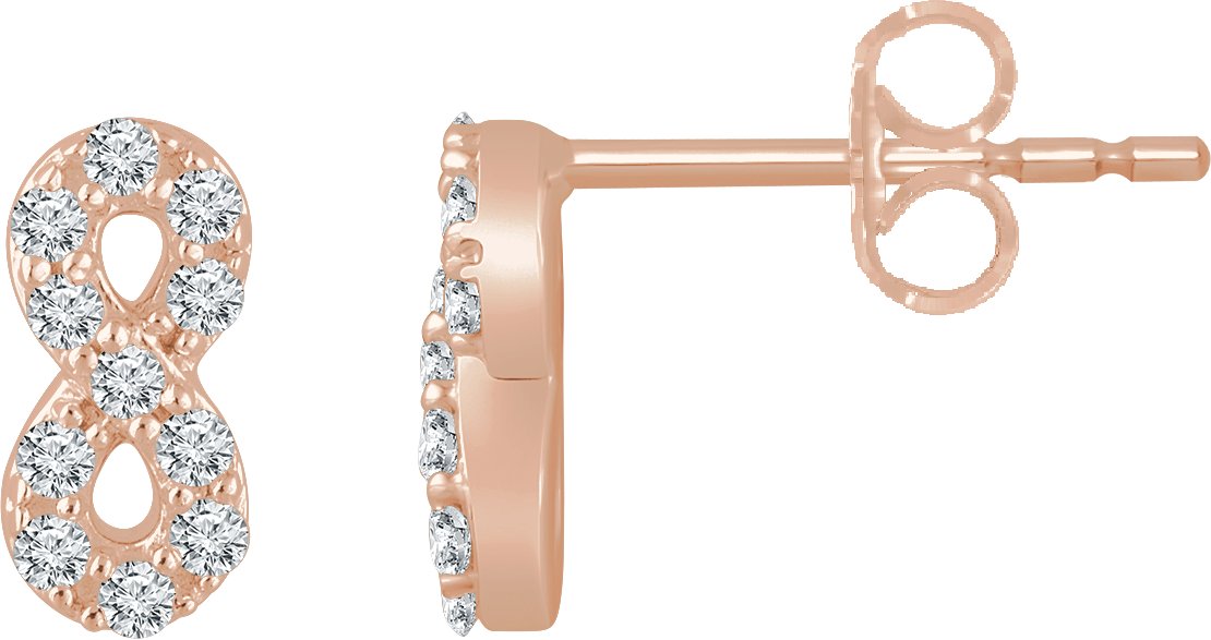 14K Rose 1/6 CTW Natural Diamond Infinity Earrings