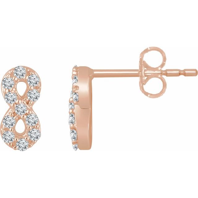14K Rose 1/6 CTW Natural Diamond Infinity Earrings