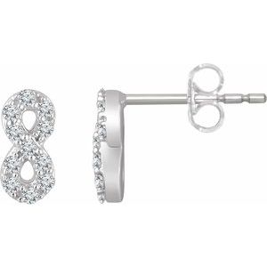 14K White 1/6 CTW Diamond Infinity Earrings
