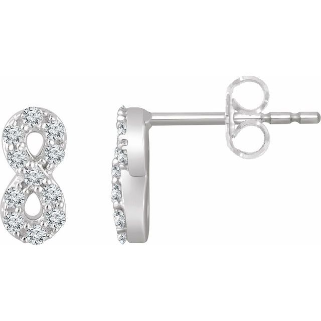14K White 1/6 CTW Diamond Infinity Earrings